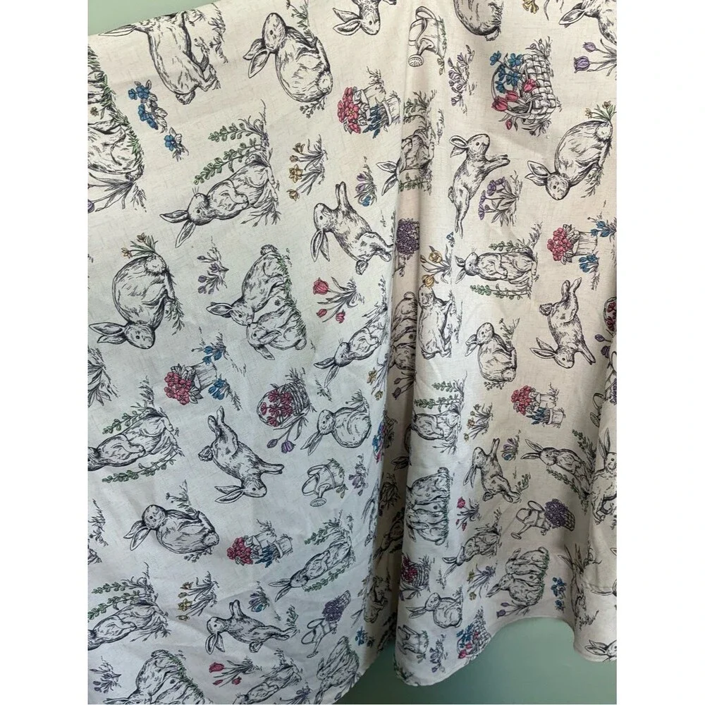 Tabitha Webb Easter Bunny Floral Colorful 60”x104” Oblong Tablecloth